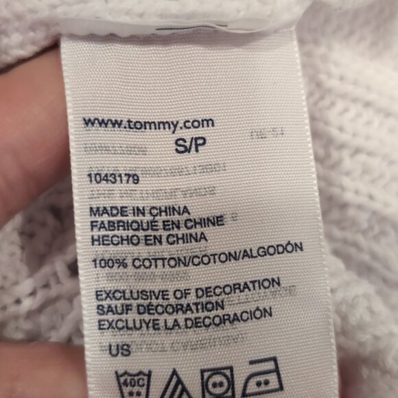 Tommy Hilfiger Cable Knit Sweater Cotton Slouchy Relaxed Fit Open Knit - Picture 11 of 11